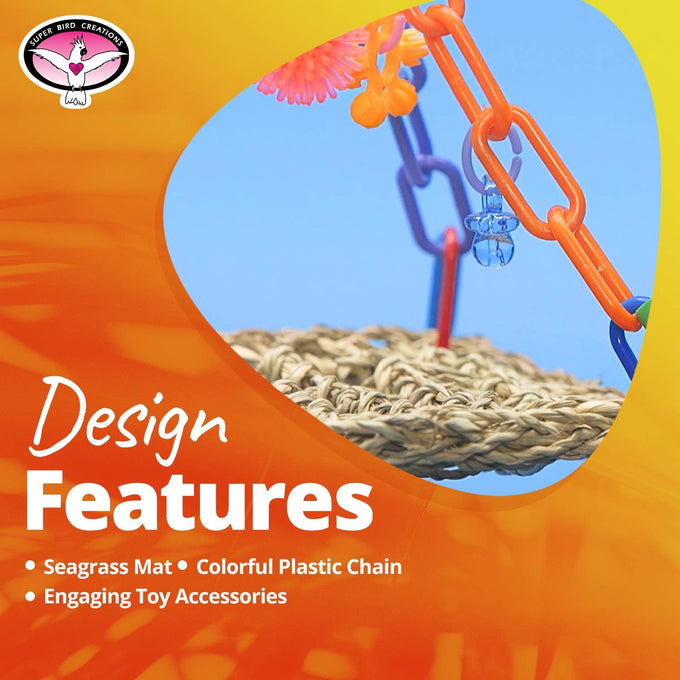 Super Bird Creations SB747 Mini Flying Trapeze Bird Toy for Small Birds, 6” x 7” x 9”