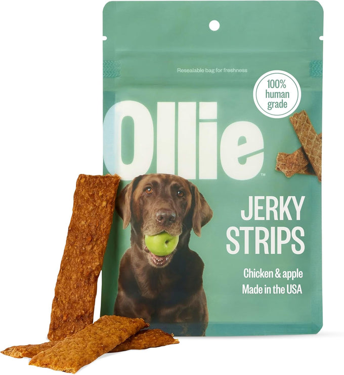 Ollie beef and sweet potato jerky dog treats, 5 oz pack, all natural, human grade, healthy snacks for dogs