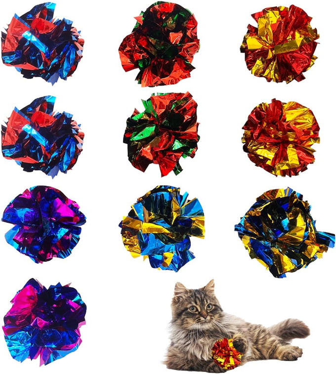 cat cat-crinkle-ball-toys 10-packs indoor-fit 2.3-inch-myyl-crinkle-balls-for-cats