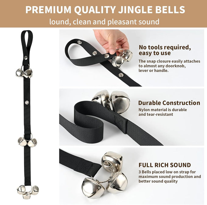 Luckyiren Upgraded Puppy Bells Dog Doorbells for Door Knob Training Go Outside Premium Quality 3 Snaps Adjustment