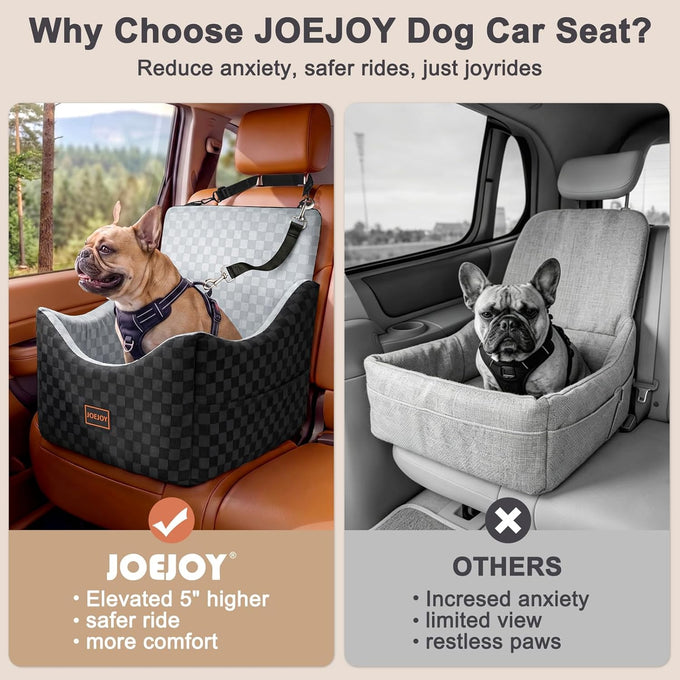 joejoy elevated dog car seat for small medium dogs up to 35 lbs with memory foam booster seat grey