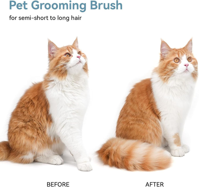 aumuca skin friendly slicker brush for dogs & cats with self-cleaning button, gentle pet grooming tool