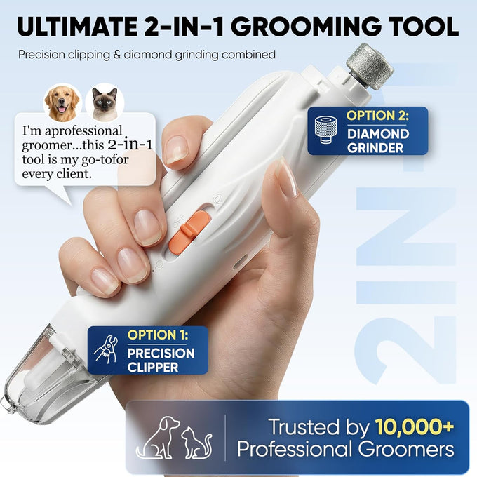 2-in-1 dog & cat nail clippers with light, sharp blade, painless quiet pet nail claw trimmers for small medium large pets