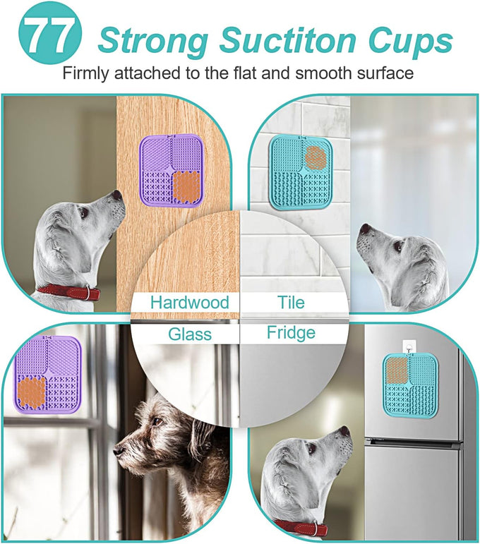 LUKITO 2-pack lick mats for dogs & cats with suction cups and textured surfaces, perfect for anxiety relief and slow feeding