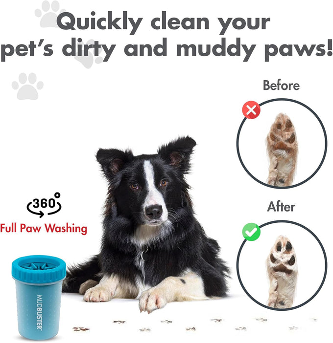 Dexas MudBuster Portable Dog Paw Cleaner, Medium, Blue - Effective Pet Cleaning Solution