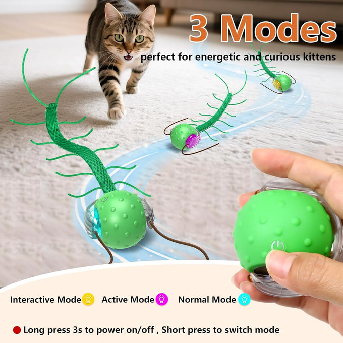 Giociv Interactive Cat Toys for Bored Cats with Chirping Centipede Motion Wake-up Motor Cat Ball