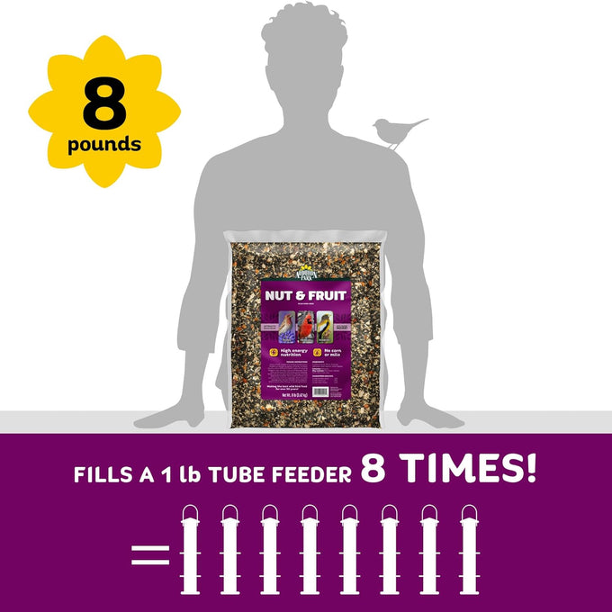 Audubon Park 8 lb Premium Bird Seed Blend with Sunflower, Peanuts, Safflower & Dried Fruit for Outside Bird Feeders