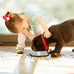 stainless steel dog bowl set with rubber base non-slip pet dishes for small medium animals 7 oz capacity