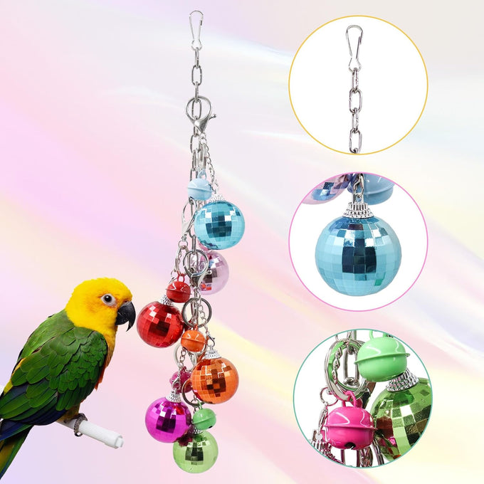 Oooct colorful parrot wind chime bird toy hanging chewing accessory for small to medium birds budgie conures parakeets cockatiels rats