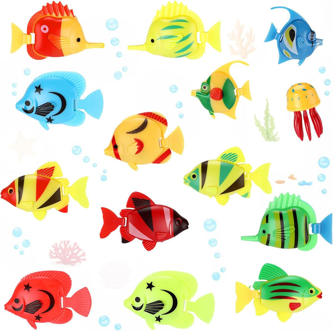 Weewooday 20 Pcs Artificial Moving Fishes Plastic Floating Lifelike Fish Tank Ornaments Aquarium Decorations Assortment