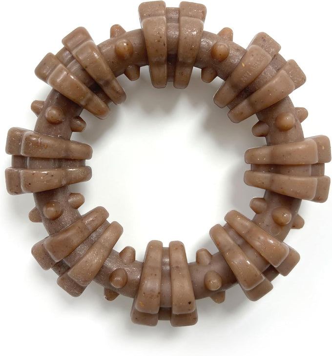 Nylabone strong chew textured ring dog toy, real beef and chicken, durable for aggressive chewers, x-large breeds over 50 lbs