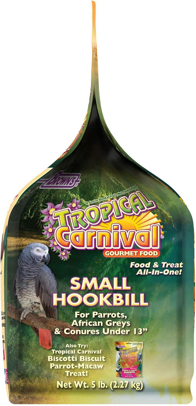 F.M. Brown's Tropical Carnival 5 lb Gourmet Bird Food for Parrots, African Greys, and Conures with Probiotics and Vitamin-Nutrient Fortification
