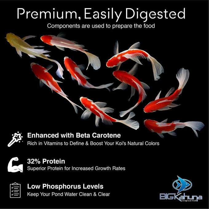 Kahuna Koi Fish Food for Ponds, 4.5lbs, Pellets, 3/16-1/4, Floating, Pond Fish Food, Made in USA