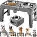 Comeso Elevated Dog Bowls for Small Medium Dogs with 3-Height Adjustable Stand and 2 Stainless Steel Bowls, Black