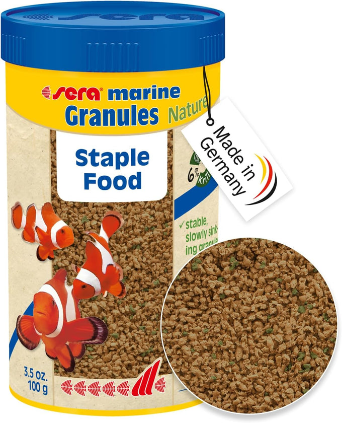 sera Marine Granules Nature Staple Food 3.5oz for Saltwater Fish Dye-Free Preservative-Free with Marine Algae Spirulina & Krill
