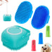comotech 6pcs dog bath brush and toothbrush set | adjustable handle for short and long haired dogs and cats | blue