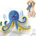 Blue Interactive Octopus Dog Toy, USB Rechargeable, Automatic Jumping, Not for Aggressive Chewers