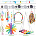 9-piece parakeet cockatiel bird toys set with colorful wooden perches and bell swing ropes for parrots cage accessories