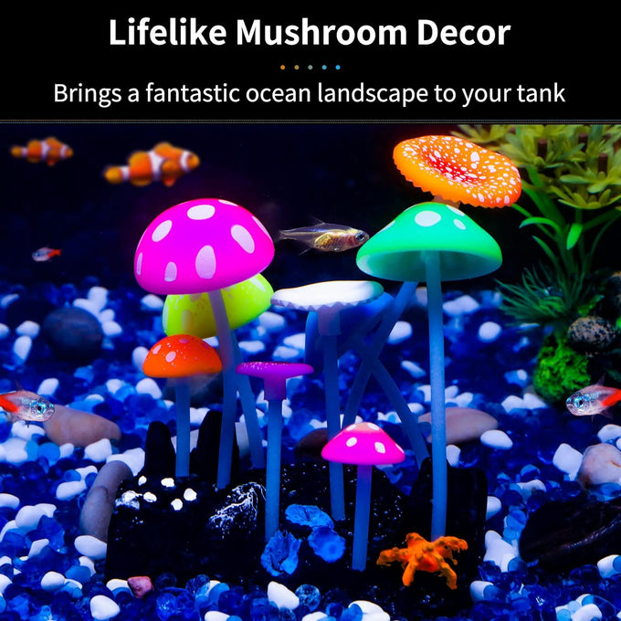 Uniclife glowing mushroom aquarium plant decoration for fish tank landscape with realistic silicone