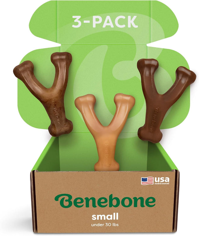 Benebone Wishbone Durable Dog Chew Toy, Medium, Real Bacon, Made in USA for Aggressive Chewers