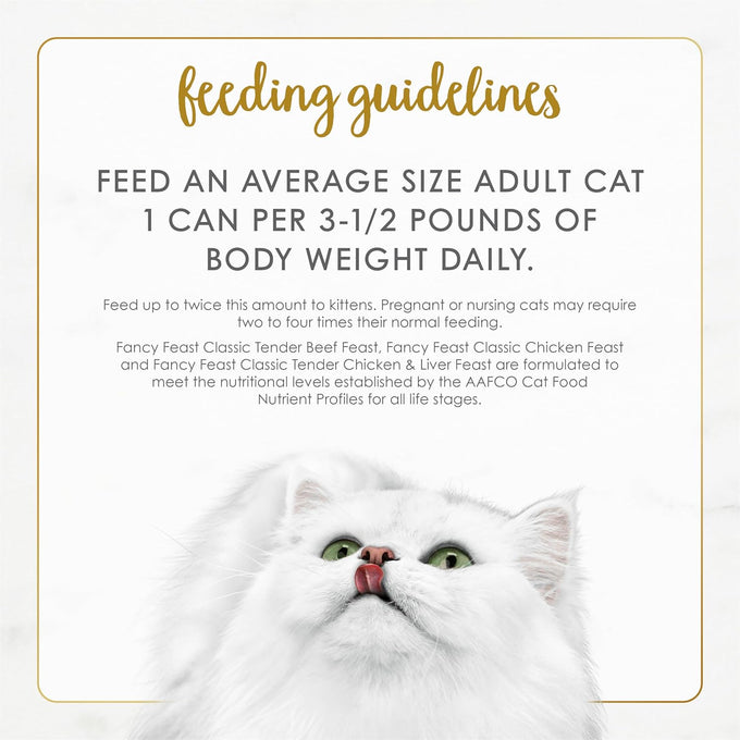 fancy feast chicken and beef grain free wet cat food variety pack - 24 count 3 oz pull-top cans