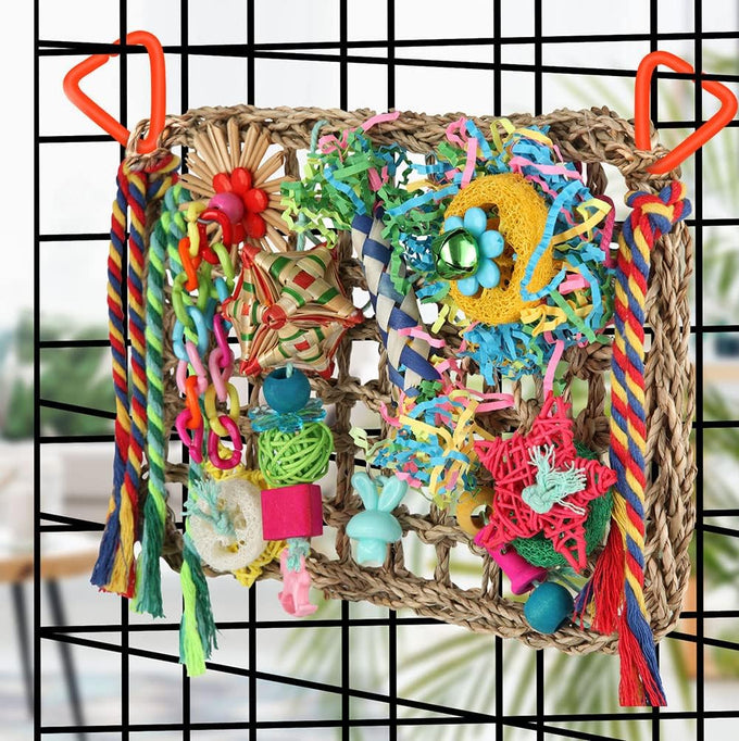 yixund handmade seagrass wall bird toys for parakeets cockatiel conures lovebirds