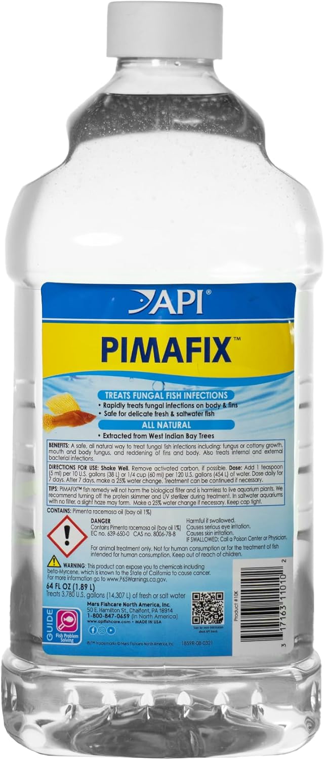 API PIMAFIX antifungal remedy for freshwater and saltwater fish aquariums, 16-ounce bottle, natural West Indian Bay Tree extract