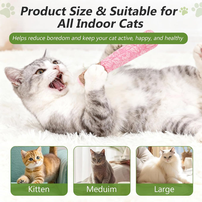 3 pack catnip toys for cats, funny cat toys with organic catnip, dental rope, and fun bell