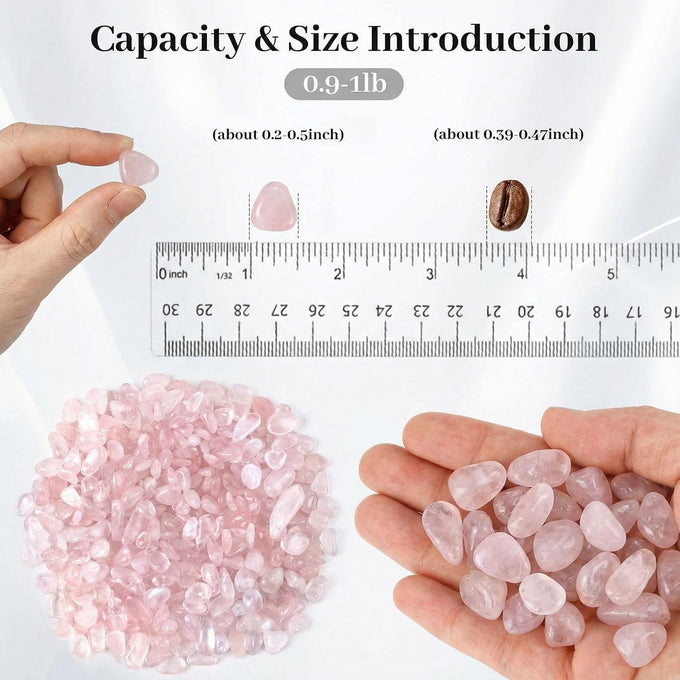 JOHOUSE 0.9-1lb Rose Quartz Chips Pink Crushed Tumbled Stones Decorative Rocks For Aquarium Fish Tank Vase Filler