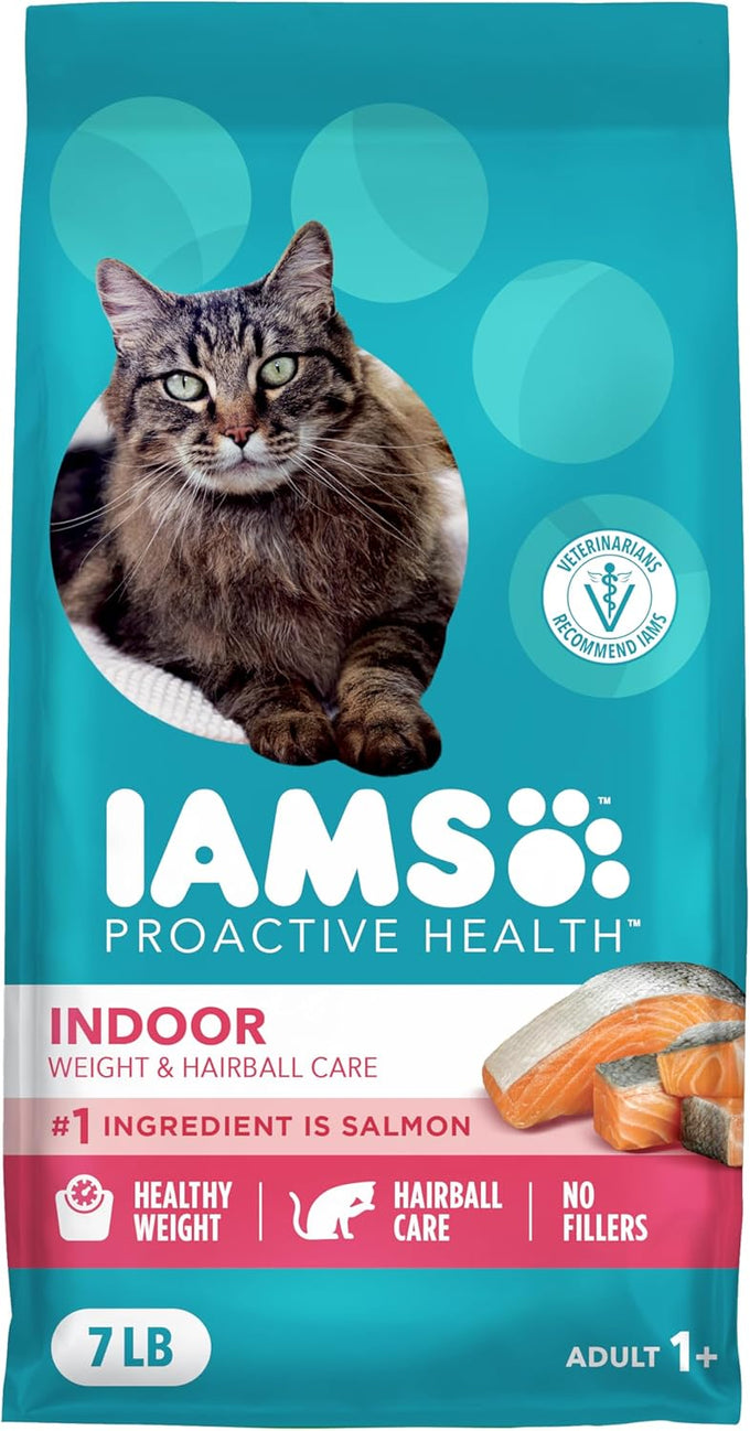iams proactive health dry cat food indoor weight and hairball care recipe with salmon 7 lb bag
