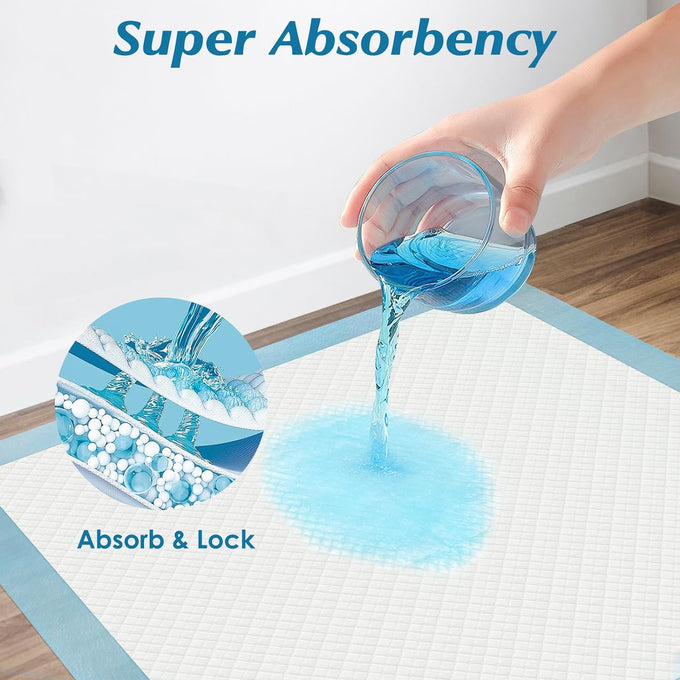 22" x 22" Leakproof Quick Drying Disposable Underpads for Baby, Puppy, and Adult Protection