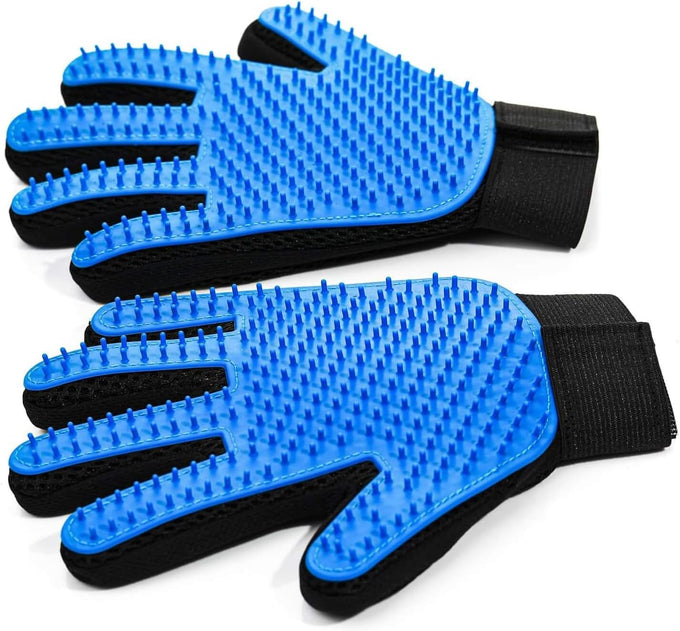 Nvnan 2-in-1 pet grooming gloves for dogs & cats, premium silicone nubs, adjustable wristband, blue, 2-pack
