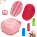 comotech 6pcs dog bath brush and toothbrush set | adjustable handle for short and long haired dogs and cats | blue