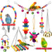 Colorful ladder hammock bird cage accessories for conures, parrots, parakeets, cockatiels, lovebirds, with hanging bell and chewing toys