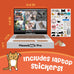 cat laptop scratcher 3-in-1 cardboard interactive kitten toy with mouse jingle ball stickers