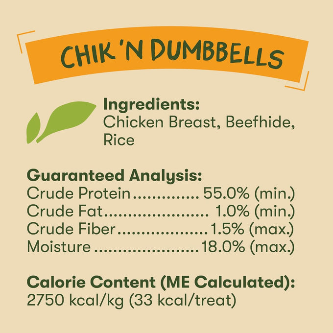 Pet 'n Shape Chik 'n Rice Dumbbells - 100% Natural Chicken Treats for Dogs, 1 Pound, Crunchy Bites