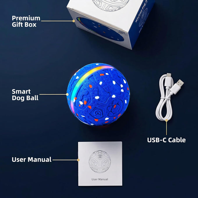 Blue Interactive Dog Ball Toy with 3 Play Modes and Colorful Lights for Medium to Large Dogs