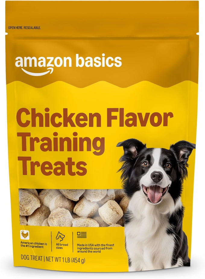 Amazon Basics Chicken Flavor Training Treats with Peanut Butter and Banana, 2 lb Bag, No Fillers, for Dogs