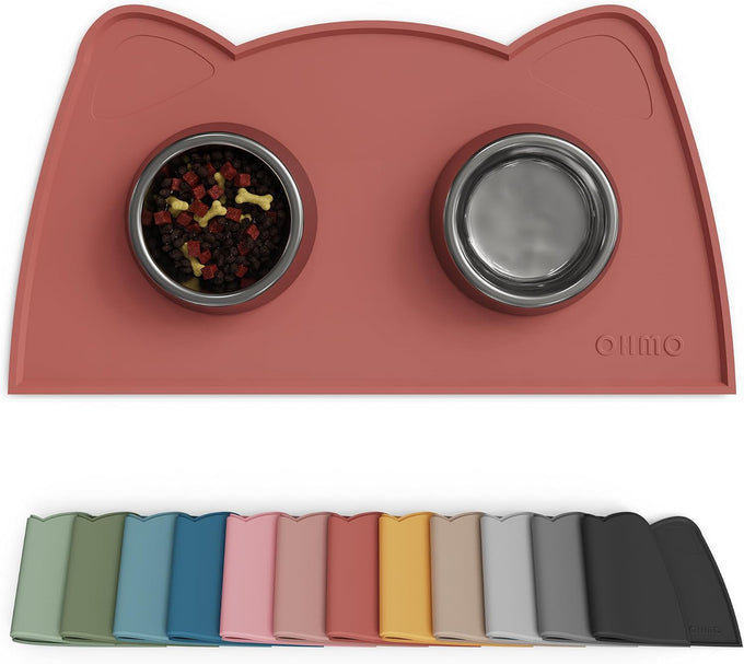 Erythrinus OHMO Silicone Pet Feeding Mat, Waterproof Dog Water Bowl Tray, Non-Skid, Easy Clean, Dishwasher Safe