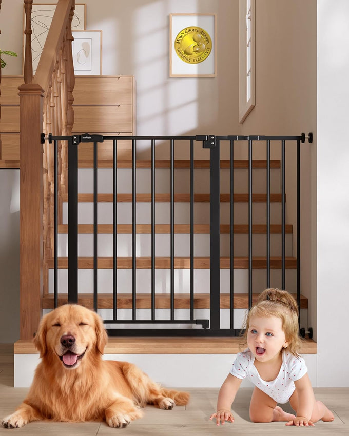 InnoTruth 29.5–40.75" baby gate with dual lock, 30" tall dog gates for doorways & hallways