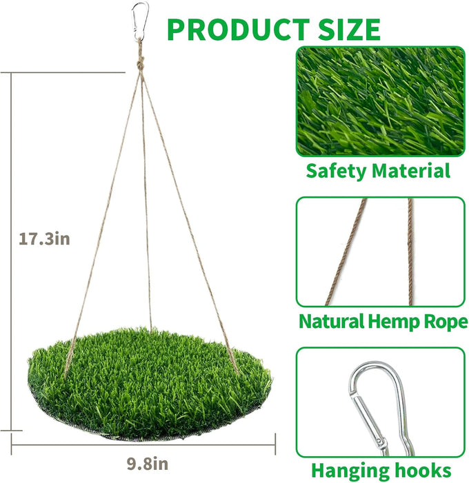 flidrunest large bird foraging mat toys natural bird grass hammock swing toy with hooks climbing perch hanging toy for parakeets and parrots