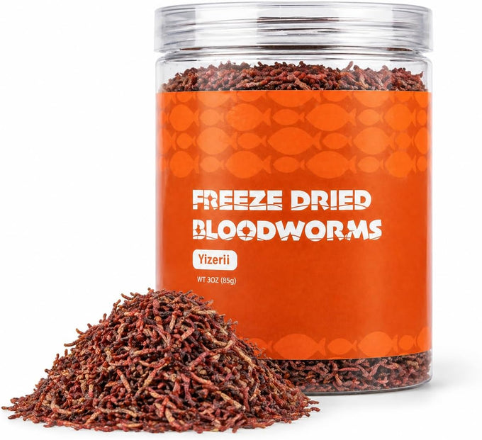 High-Protein Freeze-Dried Bloodworms Fish Food for Goldfish, Betta, Cichlids, Guppies, Tropical & Saltwater Aquarium (30Z)