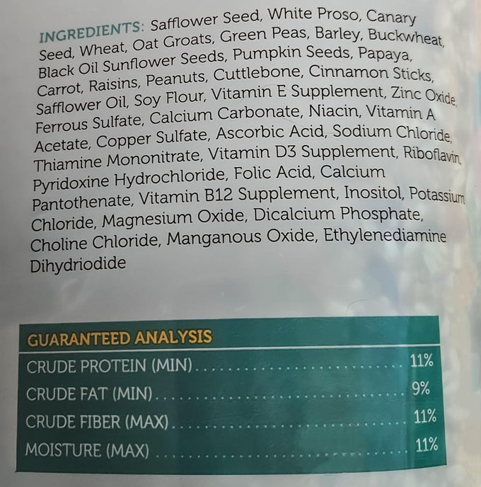 Premium conure and lovebird bird food, 4 lbs triple cleaned seed mix with natural ingredients