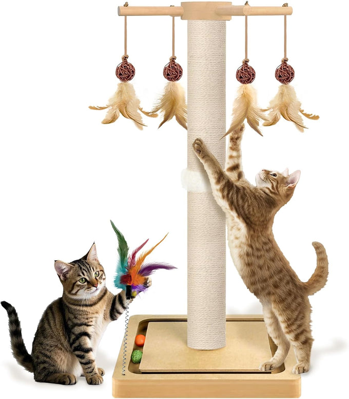 paroto sisal cat tree tower scratching post for indoor cats adults kittens interactive toys 25 inches