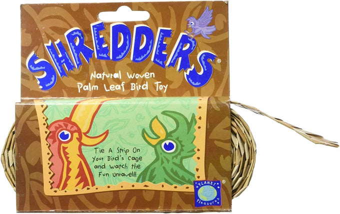 Planet Pleasures shredded bird toy, 1" x 30' roll, made of woven palm leaves, all-natural, shred-able
