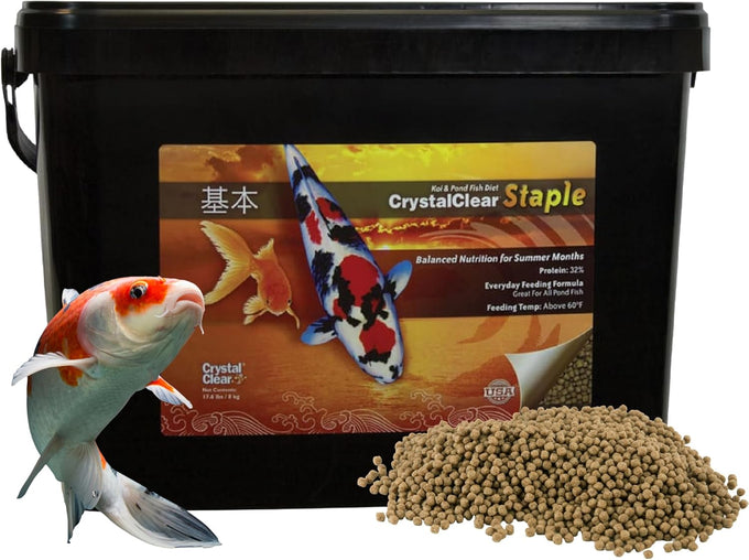 CrystalClear Staple Pond Fish Food 2.2 pound bag, 32% protein floating pellets for koi & goldfish
