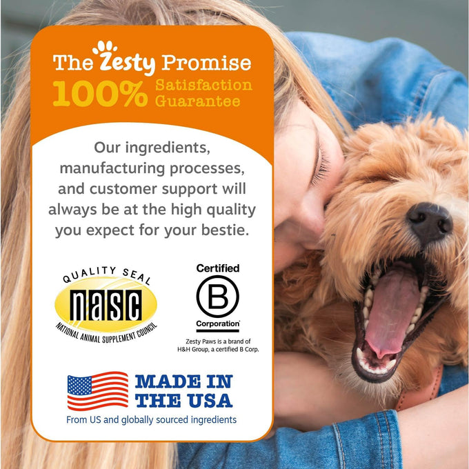 Zesty Paws Senior Dog Multivitamin Treats - Grain Free, Glucosamine for Dogs, Digestive Enzymes, Probiotics, and Skin & Coat Suppliments - Beef - Advanced - 90ct