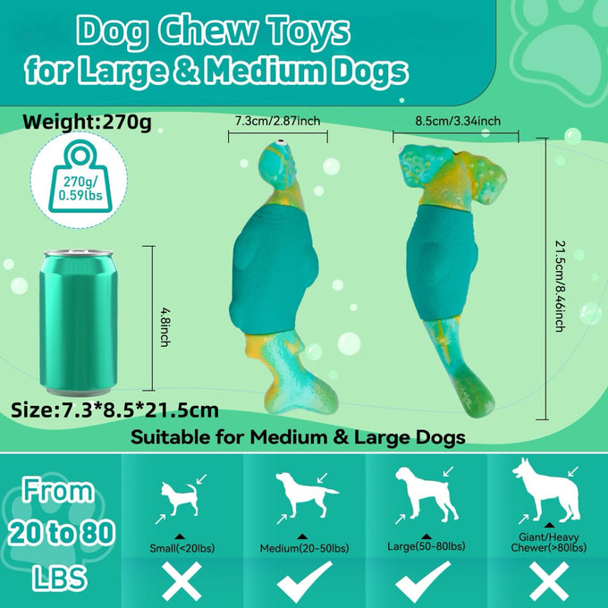 Bikisens hammerhead shark dog toys for aggressive chewers, green, 8.46in, medium/large breed