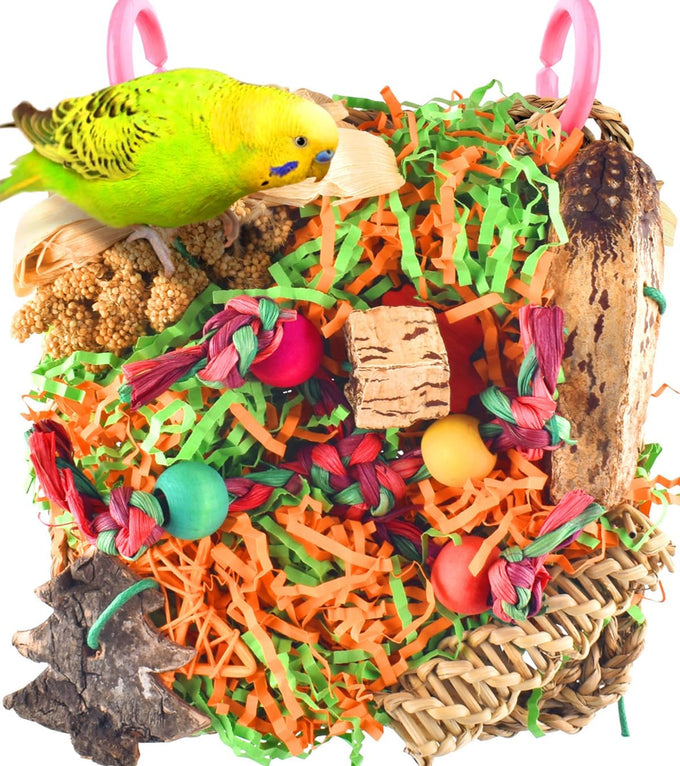 katumo bird toys parakeet grass mat foraging toy parrot shredding hanging for cockatiel lovebird parakeet budgie