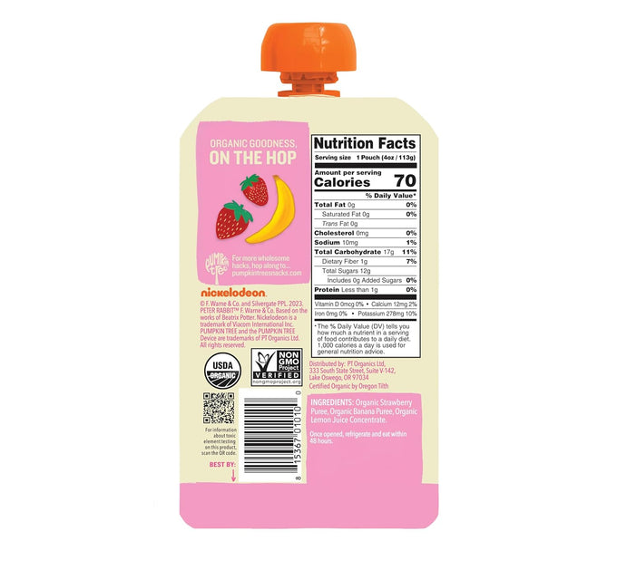 Peter Rabbit Organics 100% USDA Certified Organic 4 oz. Squeezable Snack Pouches Variety Pack of 18